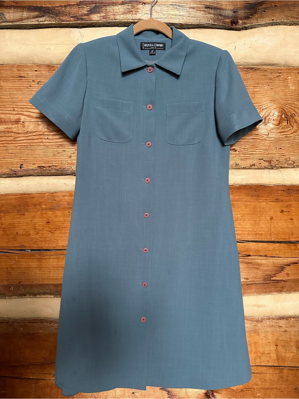 Vintage Short-Sleeve Button-Front Dress